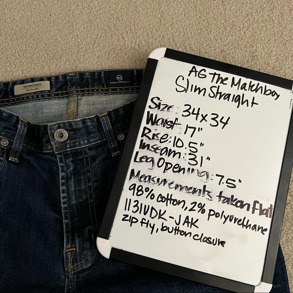 AG Men’s Matchbox Slim Straight Jeans in Jack Wash (Darker Blue) 34 X 31 - Picture 12 of 12